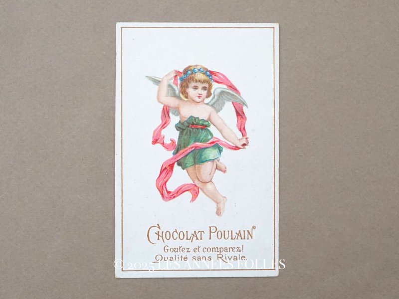 画像1: アンティーク クロモ ピンクのリボンを持つ天使 - CHOCOLAT POULAIN -