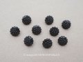 アンティーク フレンチジェットのボタン 9mm 9ピースのセット黒 ガラスボタン