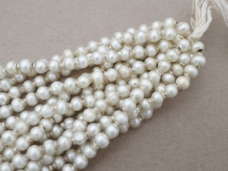 画像3: アンティーク スフレビーズ シルバー ラウンド 4mm 約580ピース 吹きガラス製ビーズ 