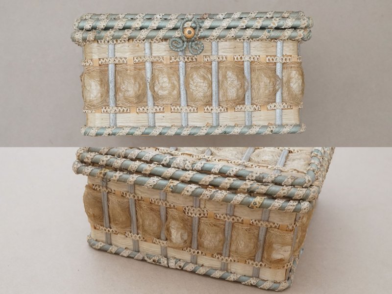 画像5: 19世紀 アンティーク お菓子箱 スモーキーブルー ドラジェ & チョコレート 