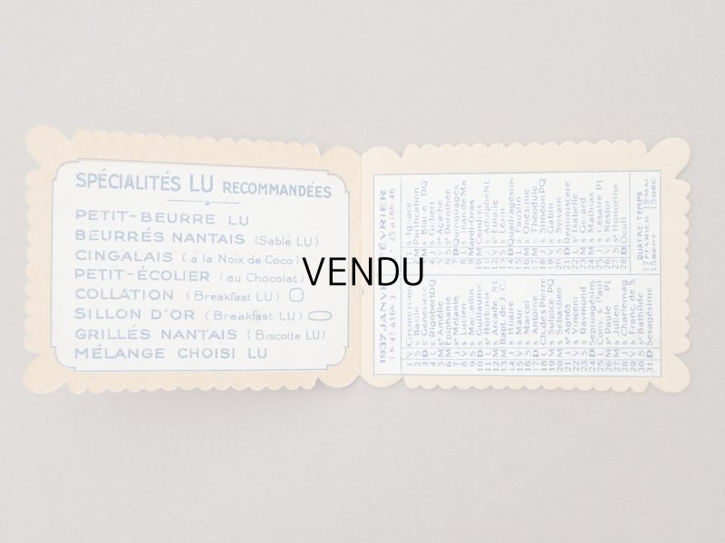 画像3: 1937年 アンティーク『LU』カレンダー PETIT BEURRE NANTES - LEFEVRE-UTILE -