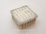 19世紀 アンティーク お菓子箱 スモーキーブルー ドラジェ & チョコレート 