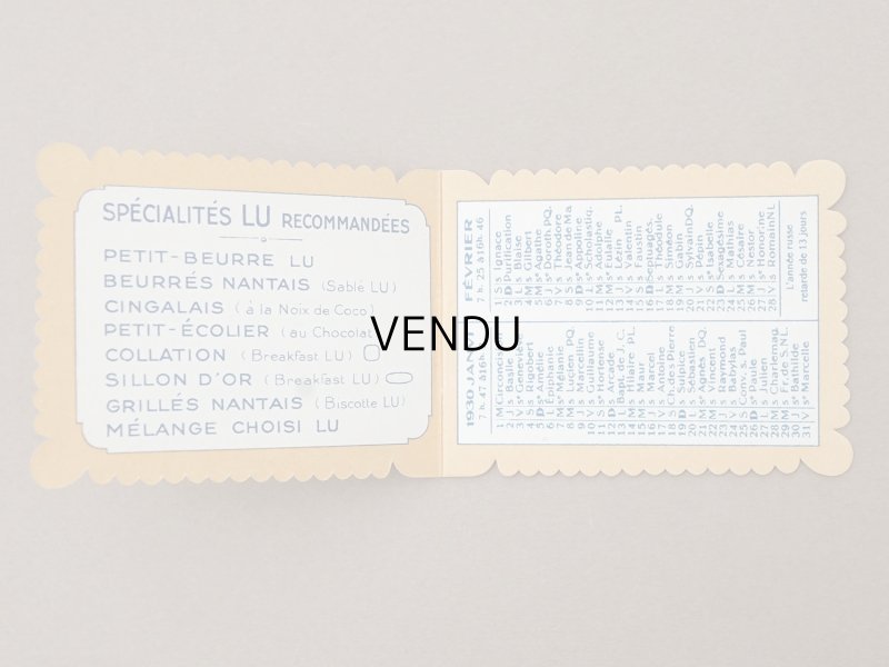 画像3: 1930年 アンティーク『LU』カレンダー PETIT BEURRE NANTES - LEFEVRE-UTILE -
