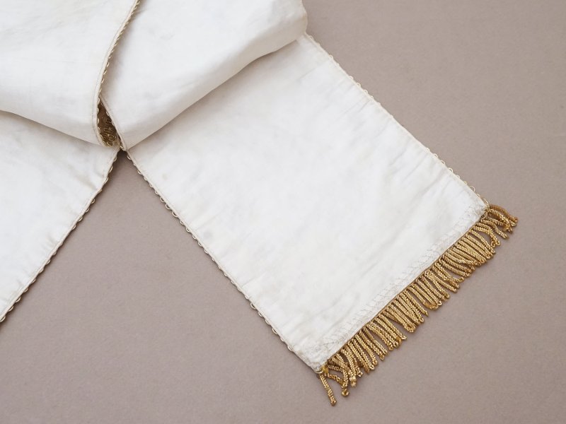 画像12: 19世紀末 アンティーク リボン刺繍 教会の装飾 聖杯のカバー 