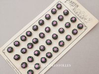 アンティーク シルクサテンのくるみボタン 薔薇のハンドペイント 10mm 黒 6ピースのセット