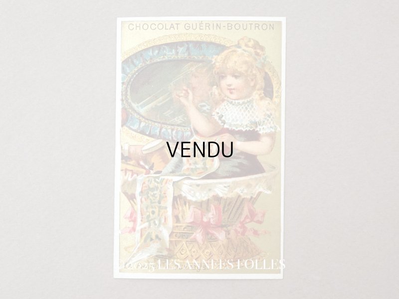 画像1: アンティーク クロモ 少女と裁縫箱  PANIER A OUVRAGE  - CHOCOLAT GUERIN-BOUTRIN -