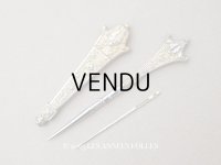 19世紀末 アンティーク ヴェルメイユ製  薔薇模様 ニードルケース&目打ち＆紐通しのセット