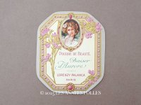 アンティーク パフュームラベル POUDRE DE BEAUTE BAISER D'AURORE - LORENZY PALANCA PARIS -