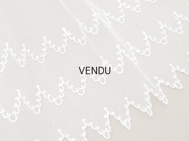 画像2: アンティーク  刺繍入り 幅広 チュールレース 幅24cm