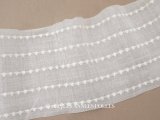 ＊蚤の市＊アンティーク  コットンオーガンジー リーフ柄の刺繍入り ファブリック 0.9m 18cm幅