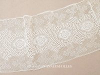 19世紀末 アンティーク 幅広 レース オフホワイト 花模様