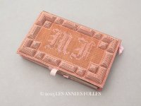 19世紀 アンティーク 未使用 ピンクの手帳 イニシャル入り JF MJ 