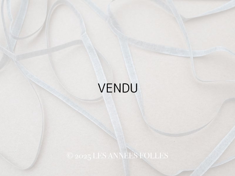 画像1: 19世紀末 アンティーク シルク製 リボン 5m 極細 3mm幅 グレー 