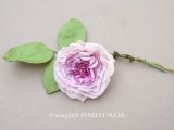 アンティーク ライラックピンクの薔薇の布花 クウォーターロゼット咲き