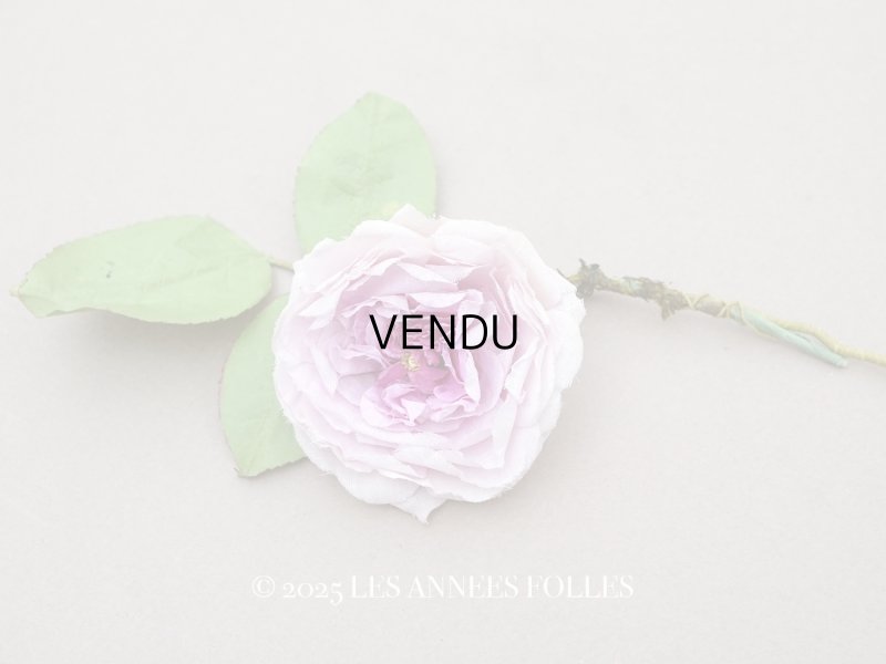 画像1: アンティーク ライラックピンクの薔薇の布花 クウォーターロゼット咲き