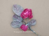 アンティーク 薔薇の布花 フューシャピンク クウォーターロゼット咲き