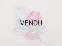 アンティーク 薔薇の布花 フューシャピンク クウォーターロゼット咲き
