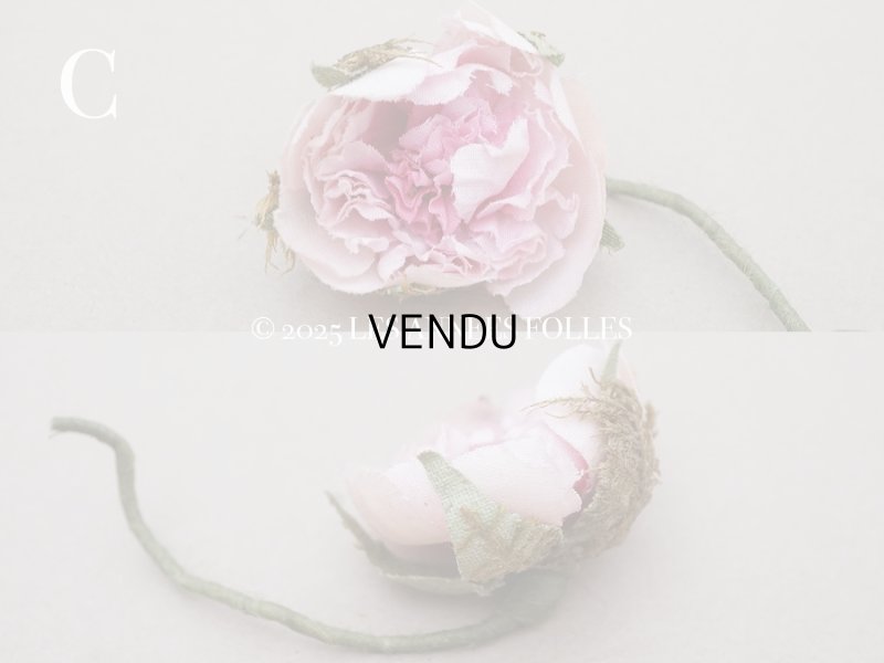 画像5: アンティーク 小さな薔薇の布花  パウダーピンク ピース売り クウォーターロゼット咲き