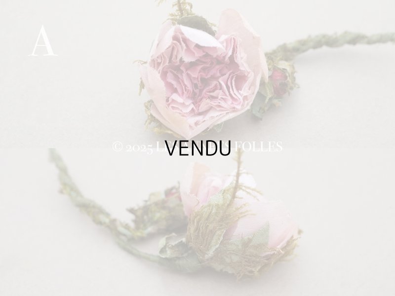 画像3: アンティーク 小さな薔薇の布花  パウダーピンク ピース売り クウォーターロゼット咲き