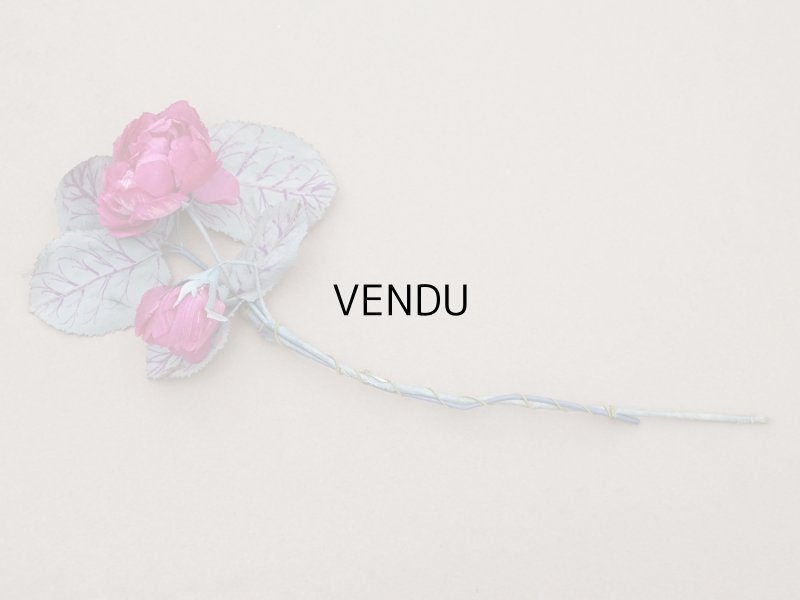 画像4: アンティーク 薔薇の布花 フューシャピンク クウォーターロゼット咲き