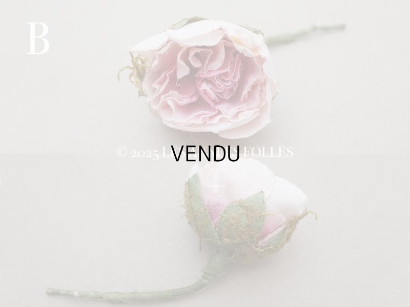 画像4: アンティーク 小さな薔薇の布花  パウダーピンク ピース売り クウォーターロゼット咲き