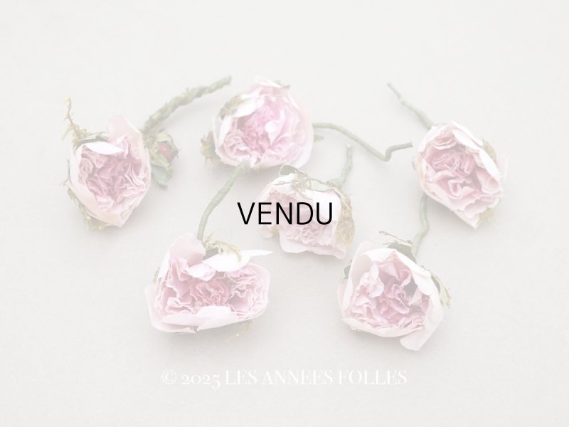 画像1: アンティーク 小さな薔薇の布花  パウダーピンク ピース売り クウォーターロゼット咲き