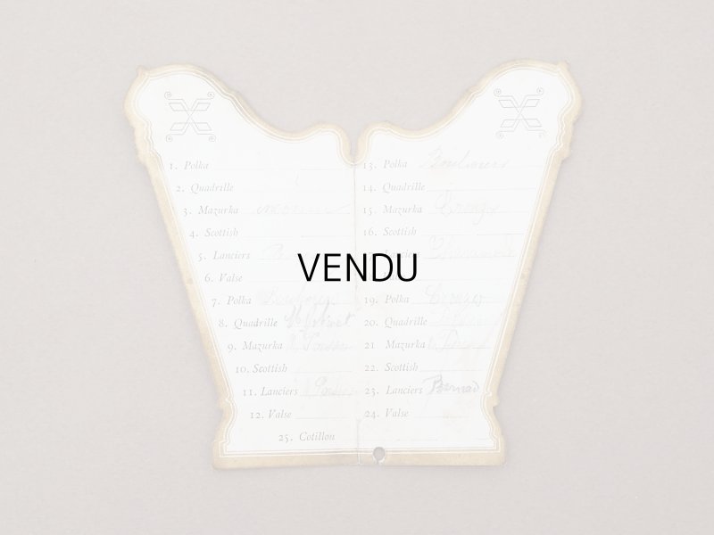 画像5: 1891年 アンティーク 舞踏会の手帳 ハープ型 カルネ・ド・バル LUNDI 9 FEVRIER 1914