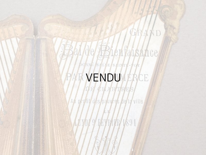 画像3: 1891年 アンティーク 舞踏会の手帳 ハープ型 カルネ・ド・バル LUNDI 9 FEVRIER 1914