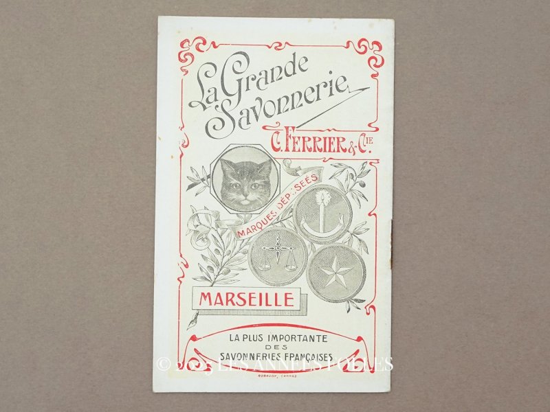 画像1: 1910年 アンティーク 猫のマークのサヴォネリー カレンダー付き手帳 SAVON LE CHAT - C.FERRIER&CIE.MARSEILLE -