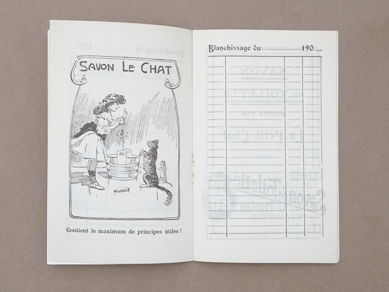 画像8: 1910年 アンティーク 猫のマークのサヴォネリー カレンダー付き手帳 SAVON LE CHAT - C.FERRIER&CIE.MARSEILLE -