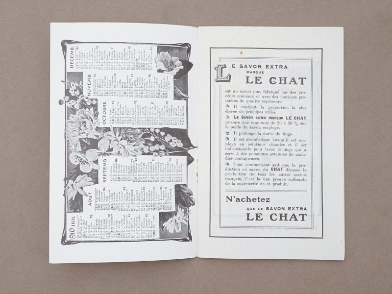 画像10: 1910年 アンティーク 猫のマークのサヴォネリー カレンダー付き手帳 SAVON LE CHAT - C.FERRIER&CIE.MARSEILLE -