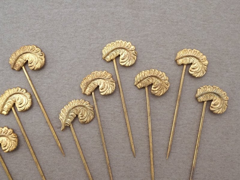 画像8: 1900年頃 アンティーク フェザーのエパングル ゴールド 10ピースのセット
