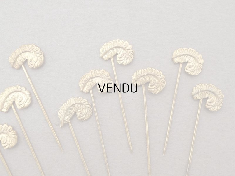 画像8: 1900年頃 アンティーク フェザーのエパングル ゴールド 10ピースのセット