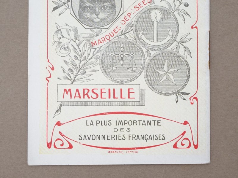 画像4: 1910年 アンティーク 猫のマークのサヴォネリー カレンダー付き手帳 SAVON LE CHAT - C.FERRIER&CIE.MARSEILLE -