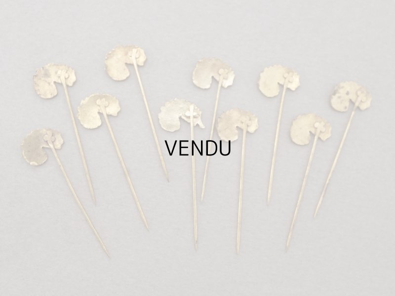 画像9: 1900年頃 アンティーク フェザーのエパングル ゴールド 10ピースのセット