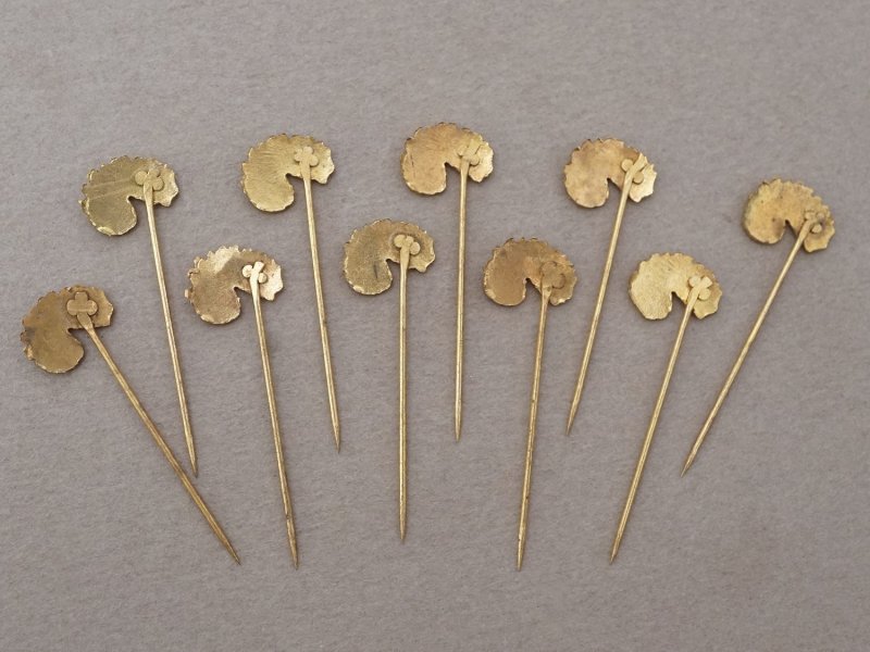 画像5: 1900年頃 アンティーク フェザーのエパングル ゴールド 10ピースのセット