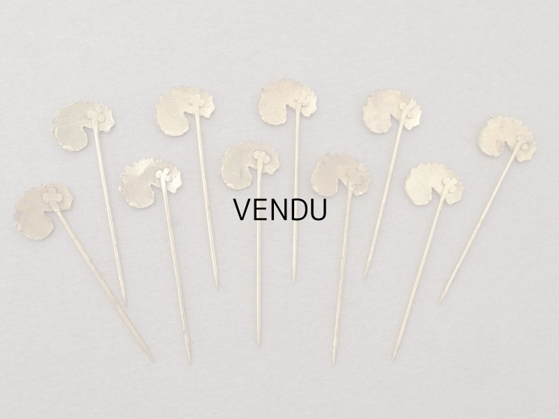 画像5: 1900年頃 アンティーク フェザーのエパングル ゴールド 10ピースのセット