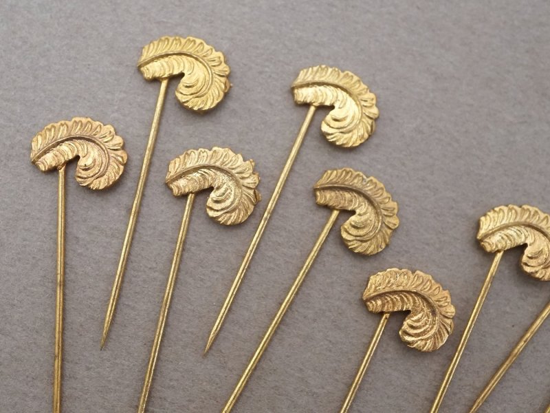 画像3: 1900年頃 アンティーク フェザーのエパングル ゴールド 10ピースのセット