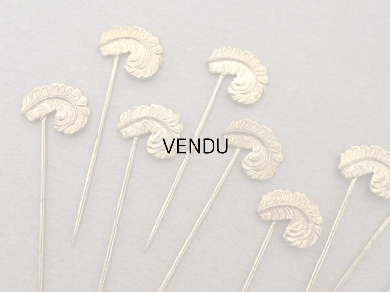 画像3: 1900年頃 アンティーク フェザーのエパングル ゴールド 10ピースのセット