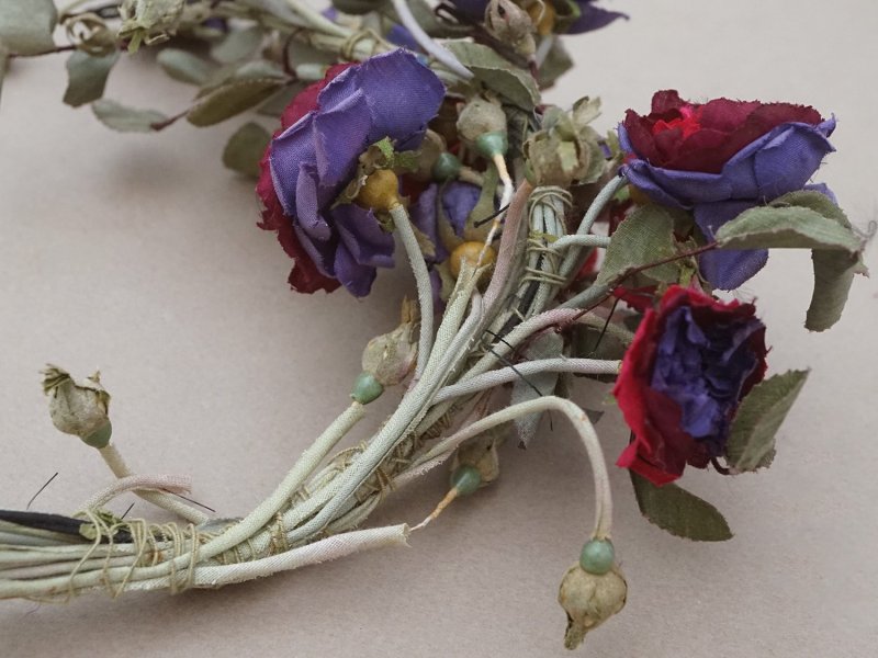 画像7: アンティーク 薔薇の布花 大きなブーケ クウォーターロゼット咲き