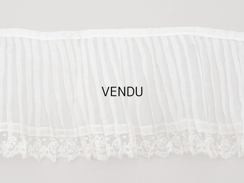 画像13: 1900年頃 アンティーク 幅広 ドレスの裾  レース付き プリーツ 3m 幅19.5cm コットンオーガンジー ドレスパーツ