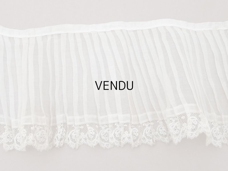 画像12: 1900年頃 アンティーク 幅広 ドレスの裾  レース付き プリーツ 3m 幅19.5cm コットンオーガンジー ドレスパーツ