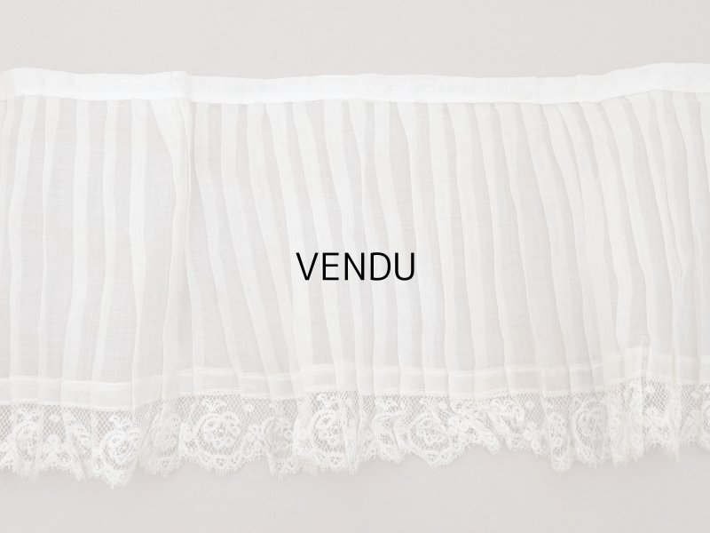 画像10: 1900年頃 アンティーク 幅広 ドレスの裾  レース付き プリーツ 3m 幅19.5cm コットンオーガンジー ドレスパーツ