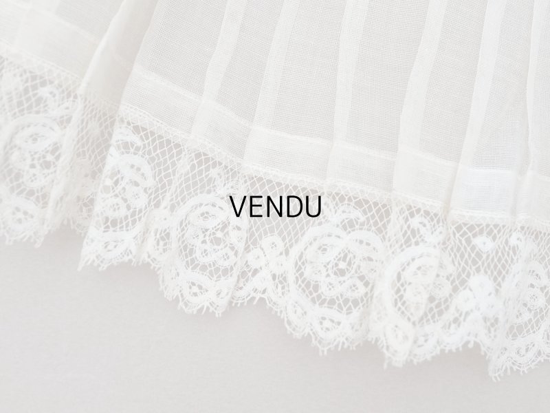 画像4: 1900年頃 アンティーク 幅広 ドレスの裾  レース付き プリーツ 3m 幅19.5cm コットンオーガンジー ドレスパーツ