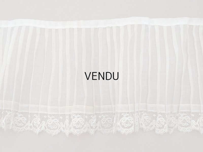 画像8: 1900年頃 アンティーク 幅広 ドレスの裾  レース付き プリーツ 3m 幅19.5cm コットンオーガンジー ドレスパーツ
