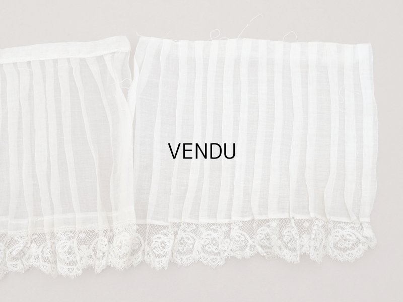 画像15: 1900年頃 アンティーク 幅広 ドレスの裾  レース付き プリーツ 3m 幅19.5cm コットンオーガンジー ドレスパーツ