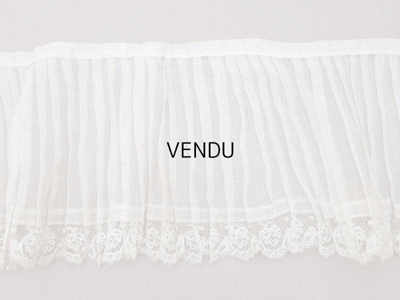 画像11: 1900年頃 アンティーク 幅広 ドレスの裾  レース付き プリーツ 3m 幅19.5cm コットンオーガンジー ドレスパーツ
