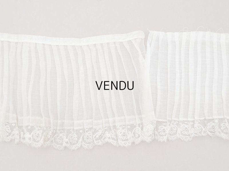 画像14: 1900年頃 アンティーク 幅広 ドレスの裾  レース付き プリーツ 3m 幅19.5cm コットンオーガンジー ドレスパーツ