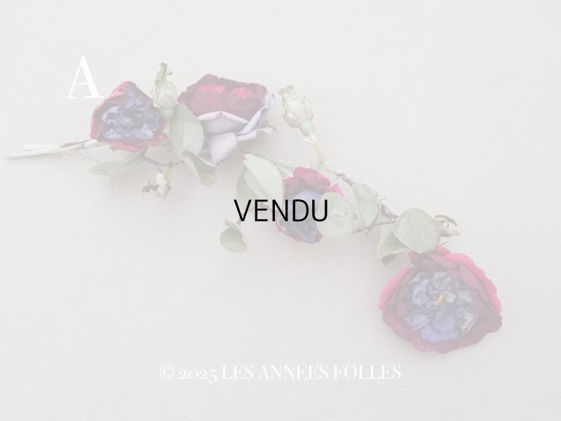 画像2: アンティーク 薔薇の布花 クウォーターロゼット咲き