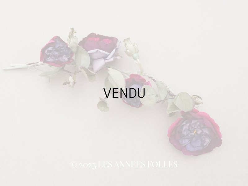 画像1: アンティーク 薔薇の布花 クウォーターロゼット咲き